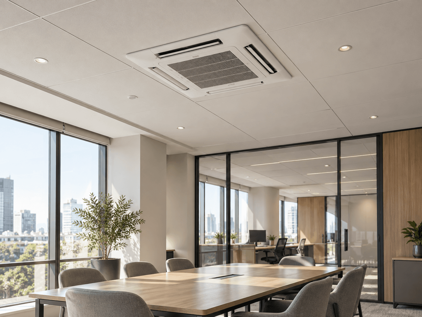 VRF sistemi kullanılan modern ticari iç mekân